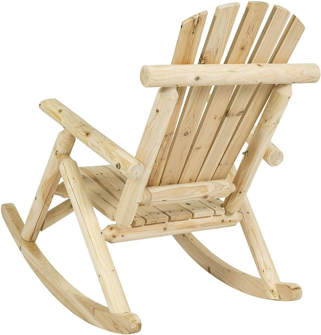 Log Pine and Fir Wood Rocking Chair with Armrest K2168