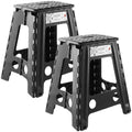 Black Set of 2 Folding Plastic Step Stool with Handle Q9164