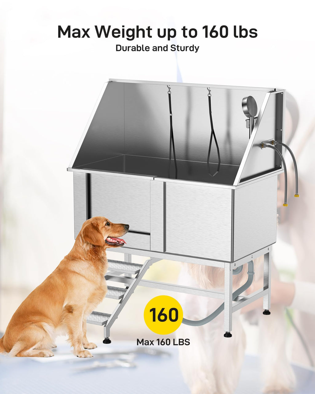 50" Stainless Steel Dog Grooming Bathtub with Faucet K10169