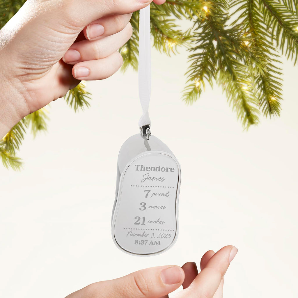 Silver Baby Bootie Metal Christmas Ornament E249703