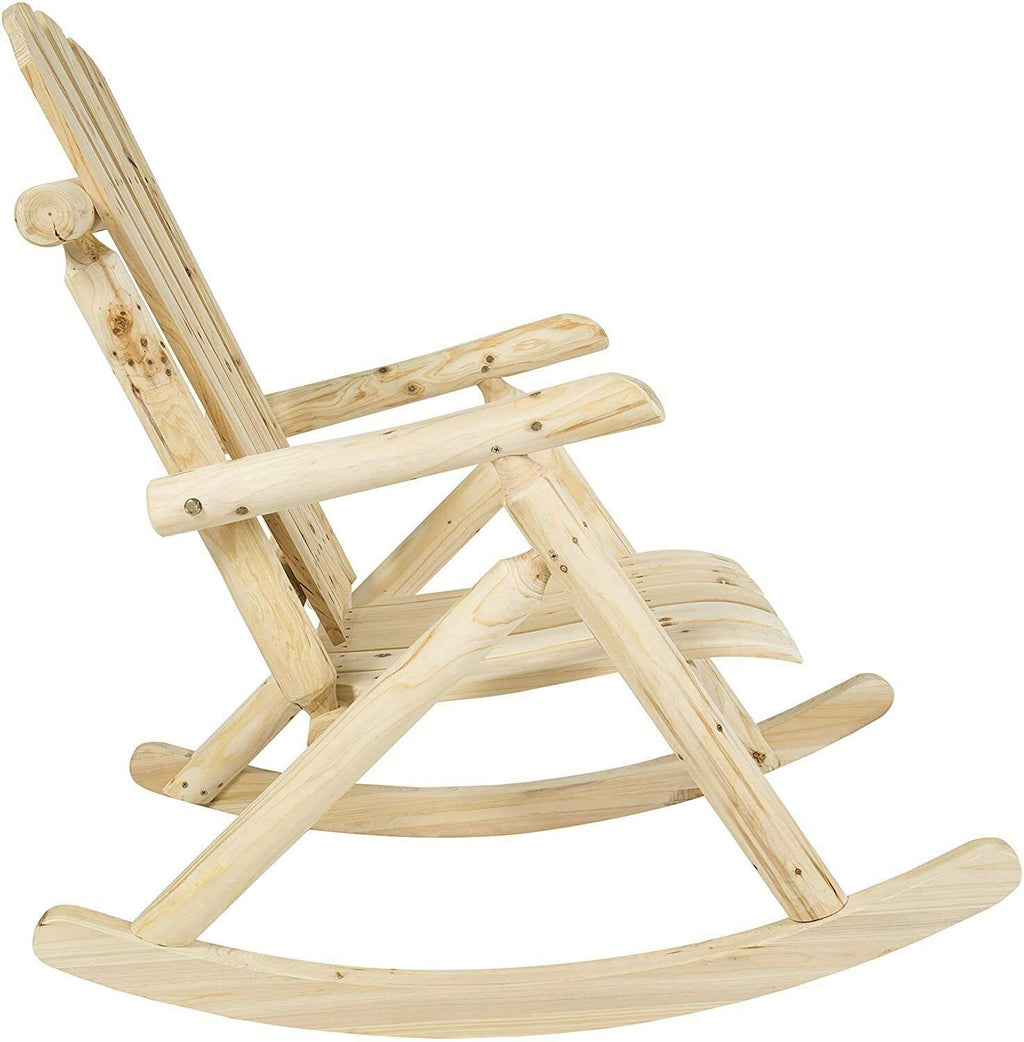 Log Pine and Fir Wood Rocking Chair with Armrest K2168