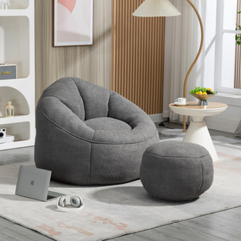 Microfiber Memory Foam Bean Bag Chair with Footstool S888352