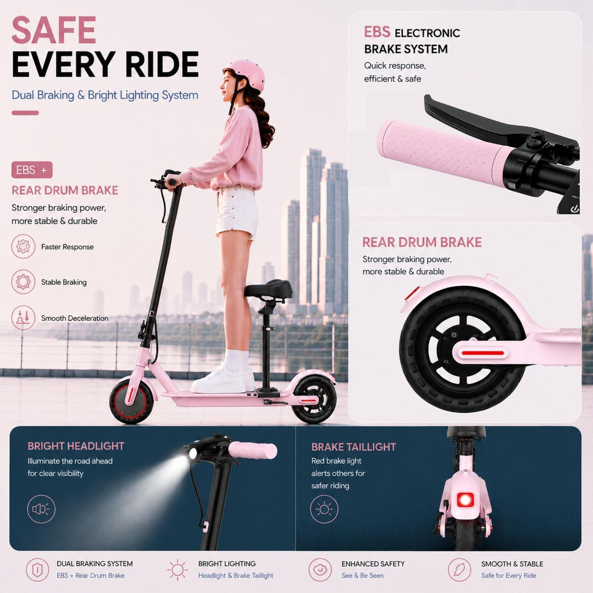 350W/500W Electric Scooter with Seat, Dual Suspension P995