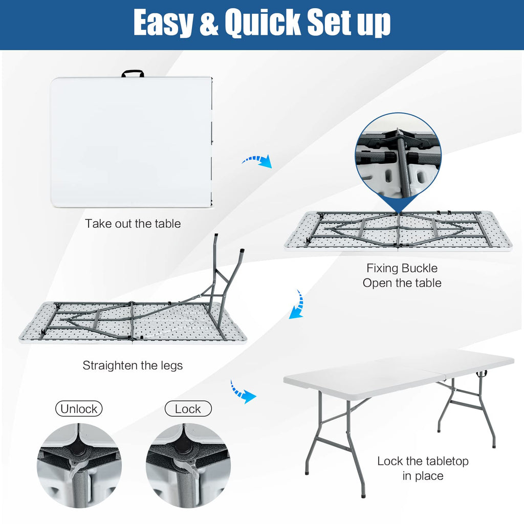 6FT Portable Folding Picnic Table with Handle Z19136