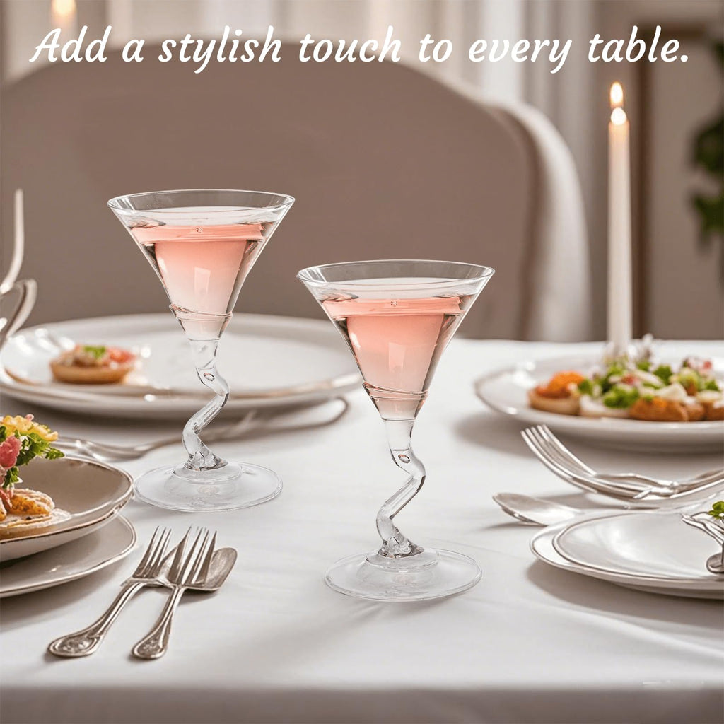 18 Pack 5 Oz Plastic Martini Glasses with Twisted Stem S405