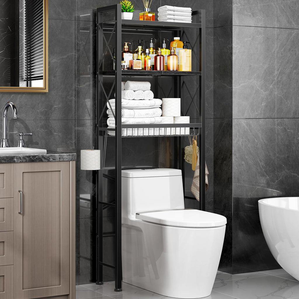 3-Tier Over The Toilet Storage Rack with Drain Basket P9310