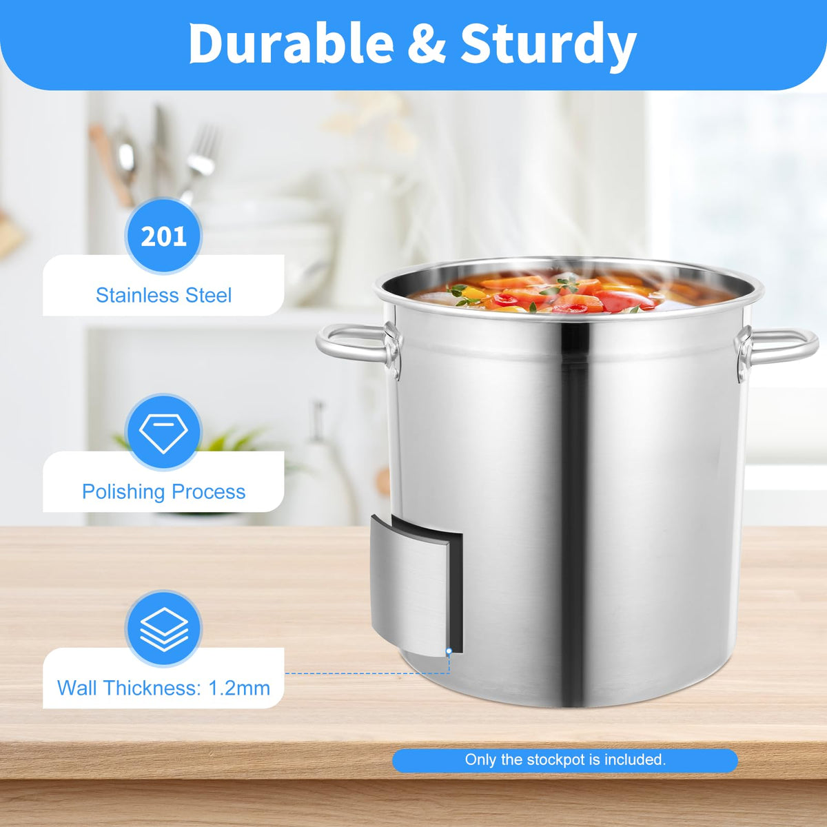 30 QT Stainless Steel Stock Pot with Lid U398