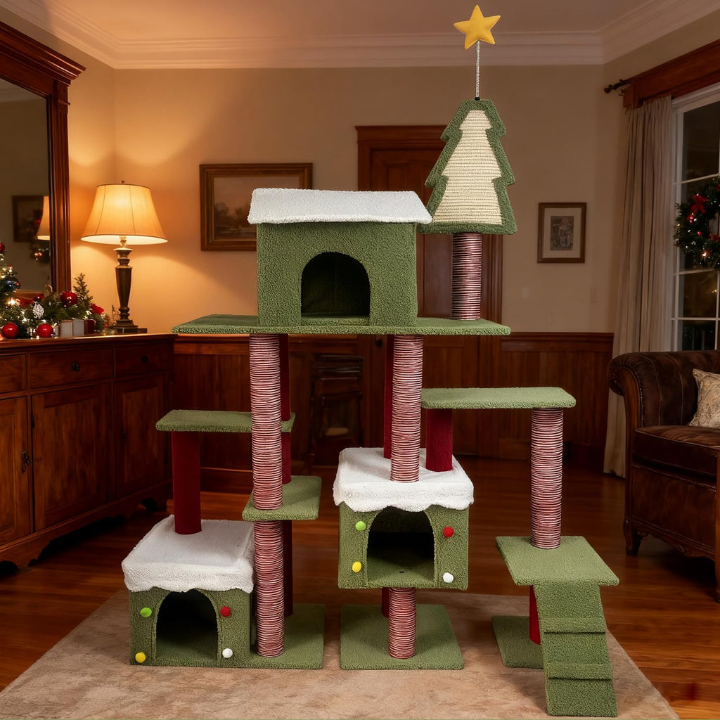 70 Inch Tall Multi Level Cat Tree with 2 Condos I924