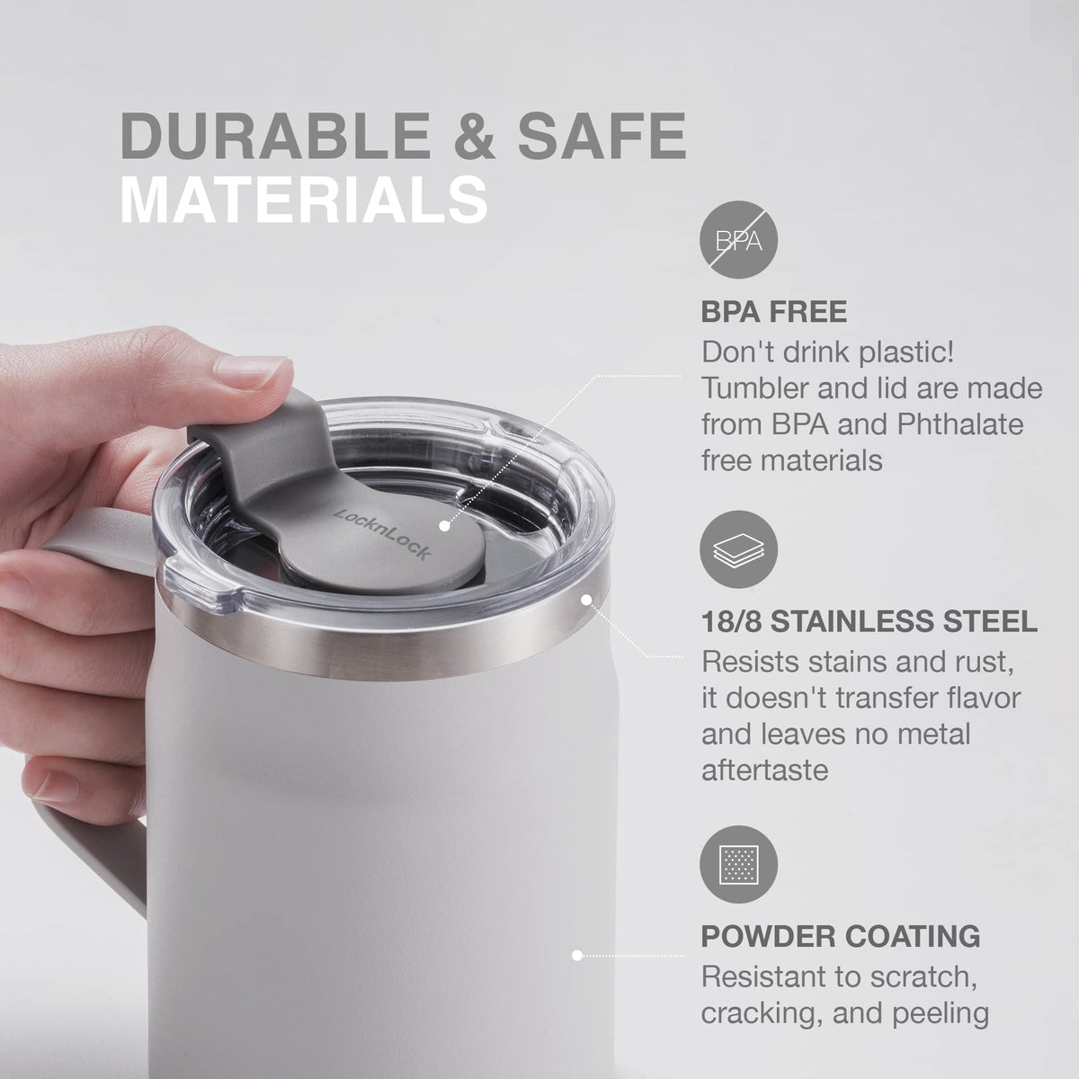 Navy 16 oz Stainless Steel Insulated Coffee Cup with Lid and Handle C80973