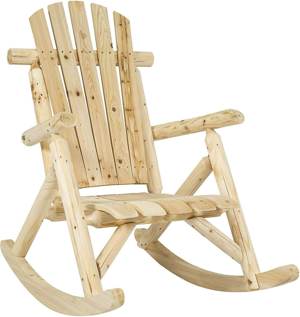 Log Pine and Fir Wood Rocking Chair with Armrest K2168