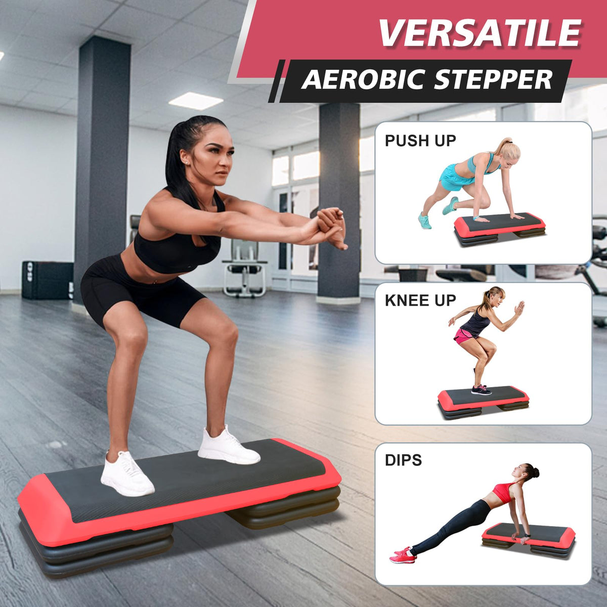 43'' Adjustable Aerobic Exercise Step Platform with 4 Stackable Risers K202420
