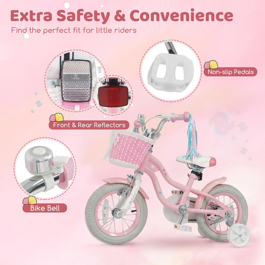 Kids Bike with Basket and Training Wheels B390