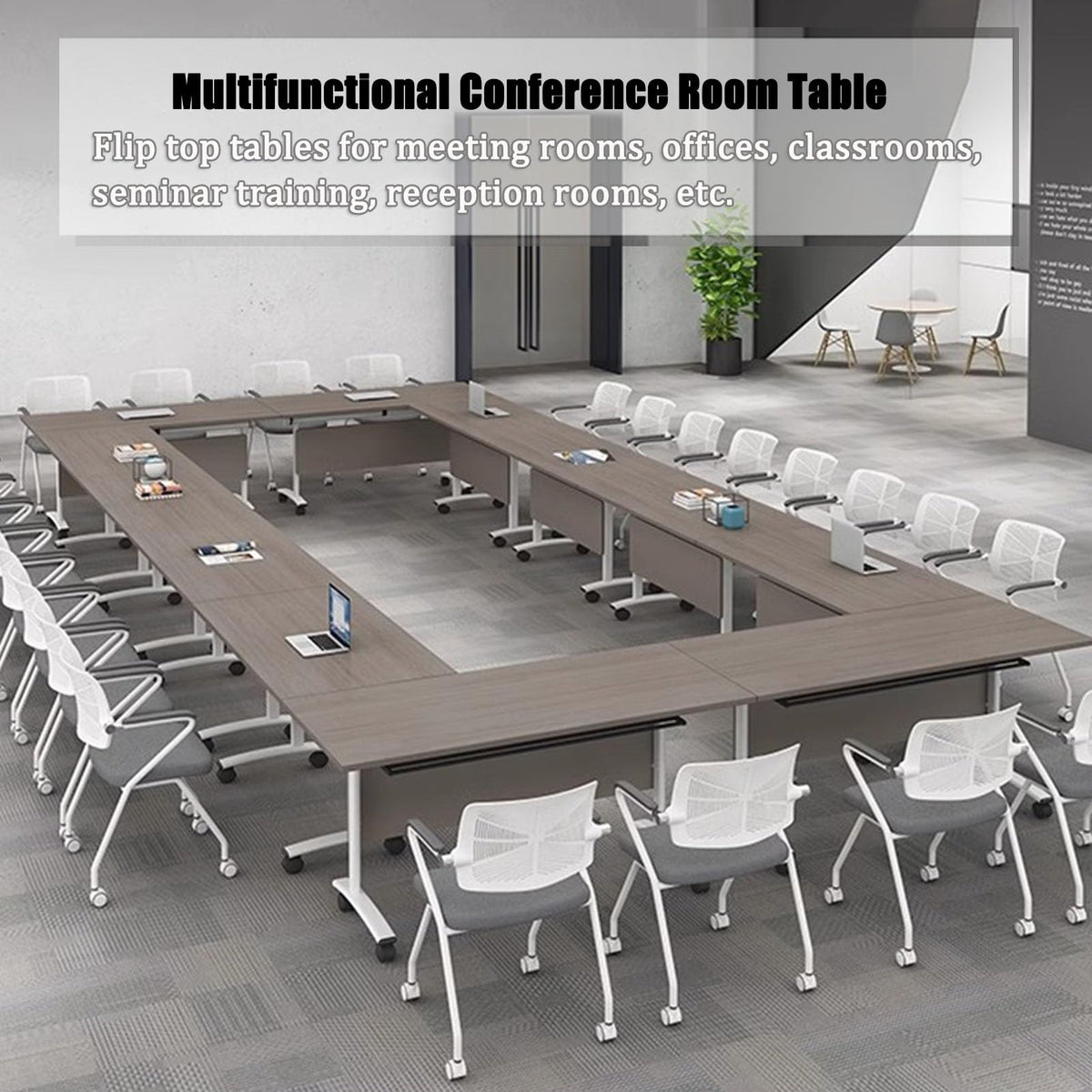 Gray Wood Folding Table with Steel Frame X79640