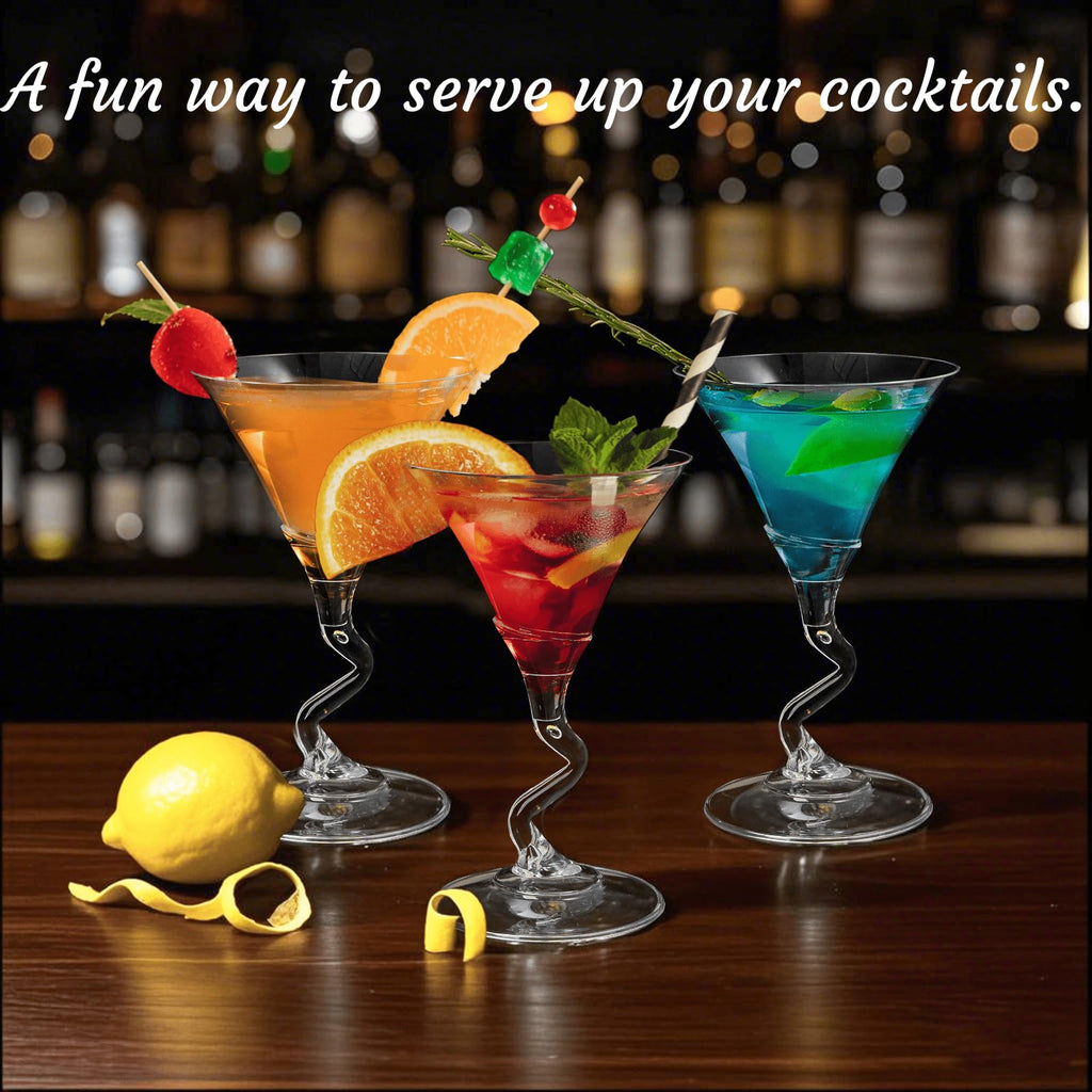 18 Pack 5 Oz Plastic Martini Glasses with Twisted Stem S405