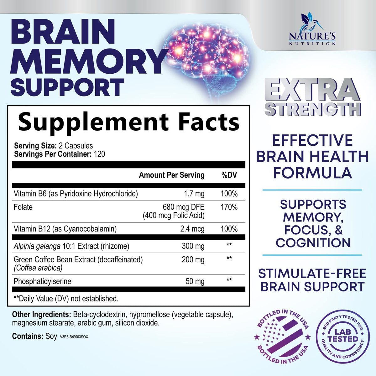 Brain Memory Supplement Pills 240 Capsules B81314