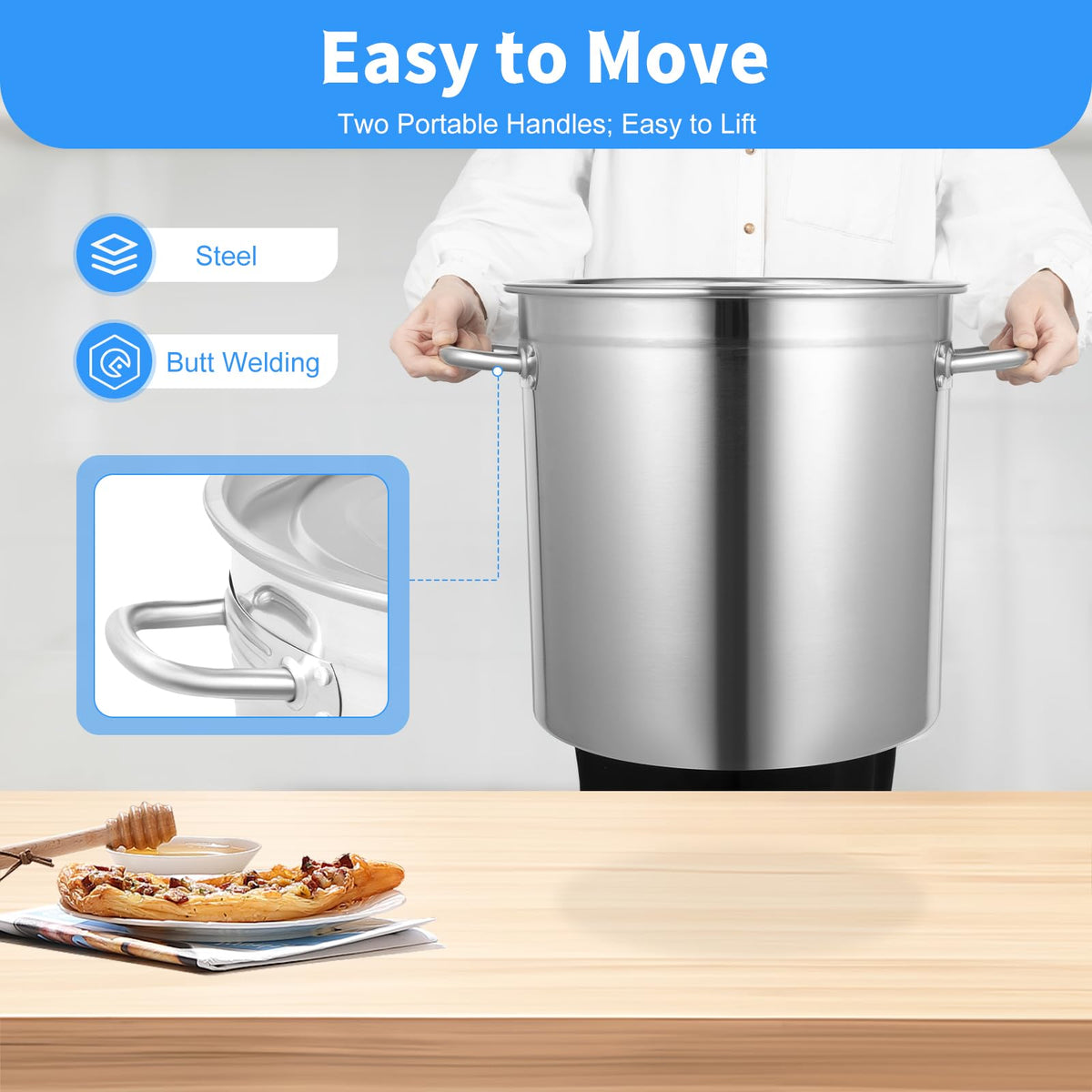 30 QT Stainless Steel Stock Pot with Lid U398
