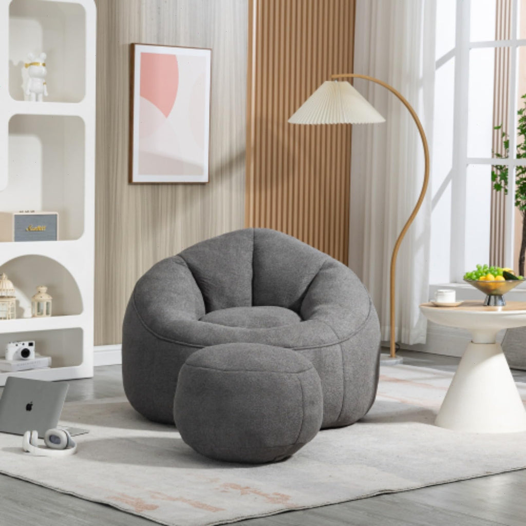 Microfiber Memory Foam Bean Bag Chair with Footstool S888352