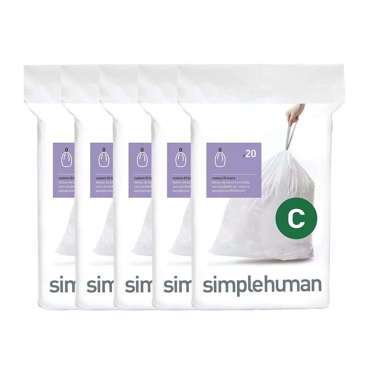 100 Count Drawstring Kitchen Trash Bags, 10-12 Liter, White V6320