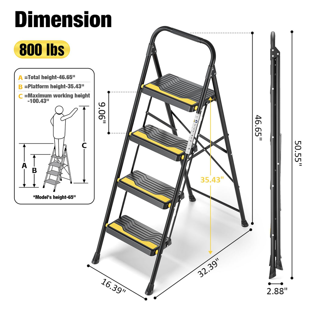 4 Step Ladder Black T185
