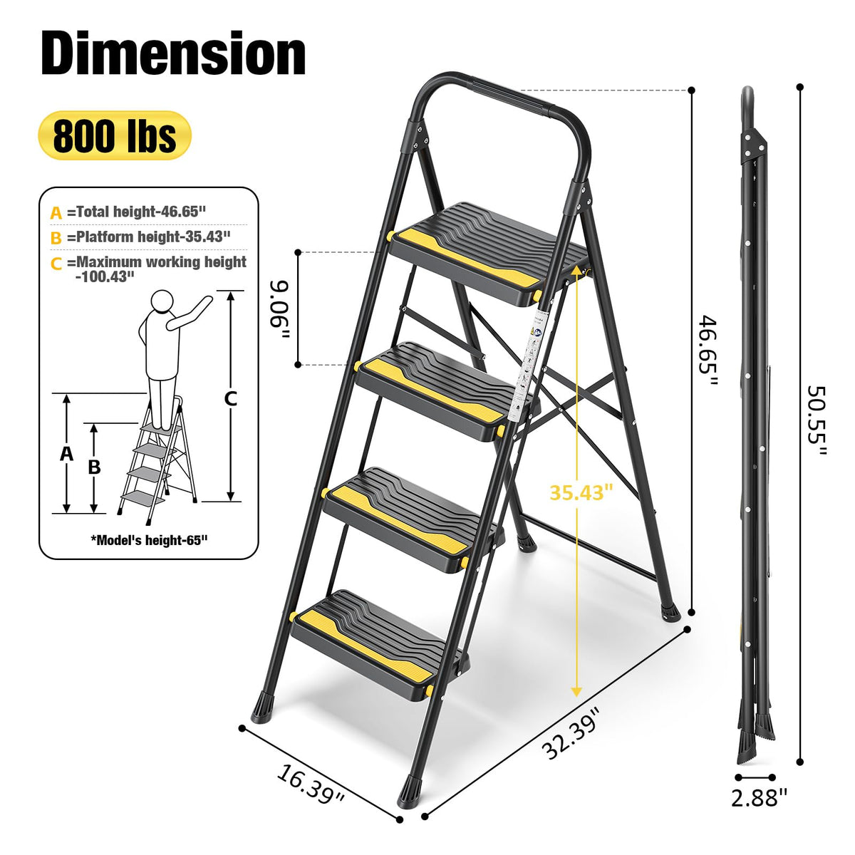 4 Step Ladder Black T185