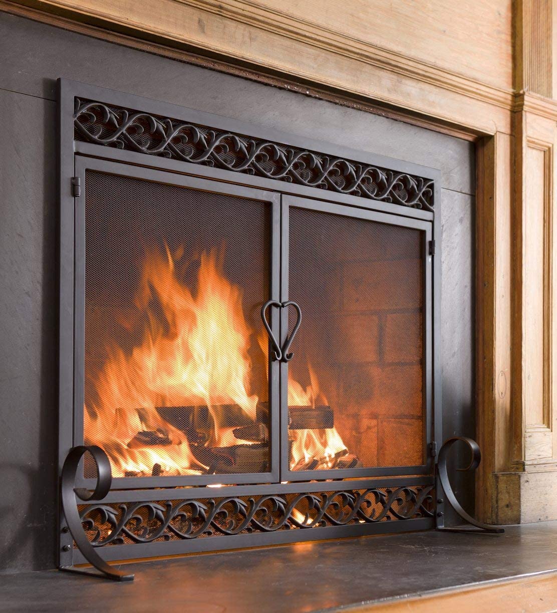 Black Metal Fireplace Screen R306