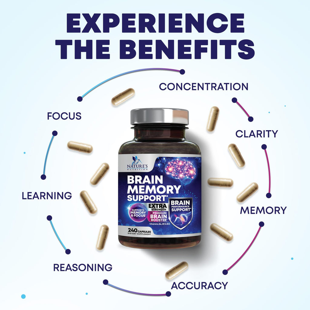Brain Memory Supplement Pills 240 Capsules B81314