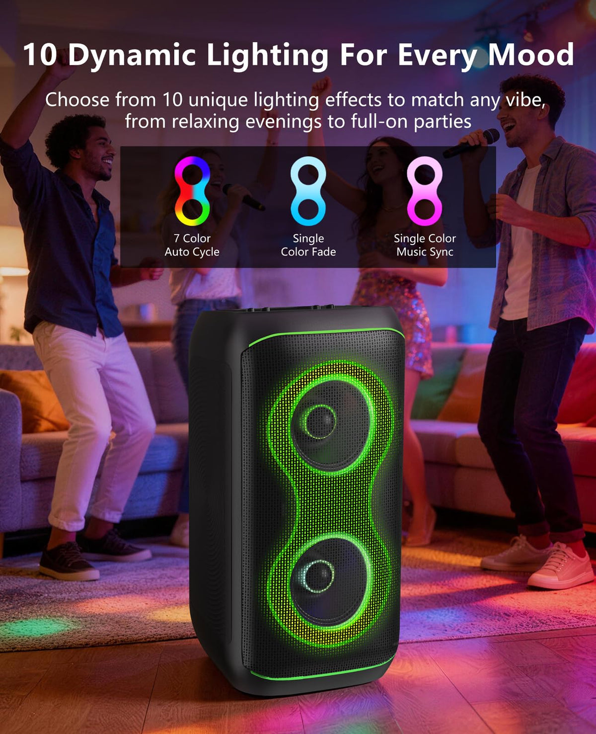 500W Karaoke Machine with 2 Wireless Microphones and Dual 6.5'' Subwoofers N917