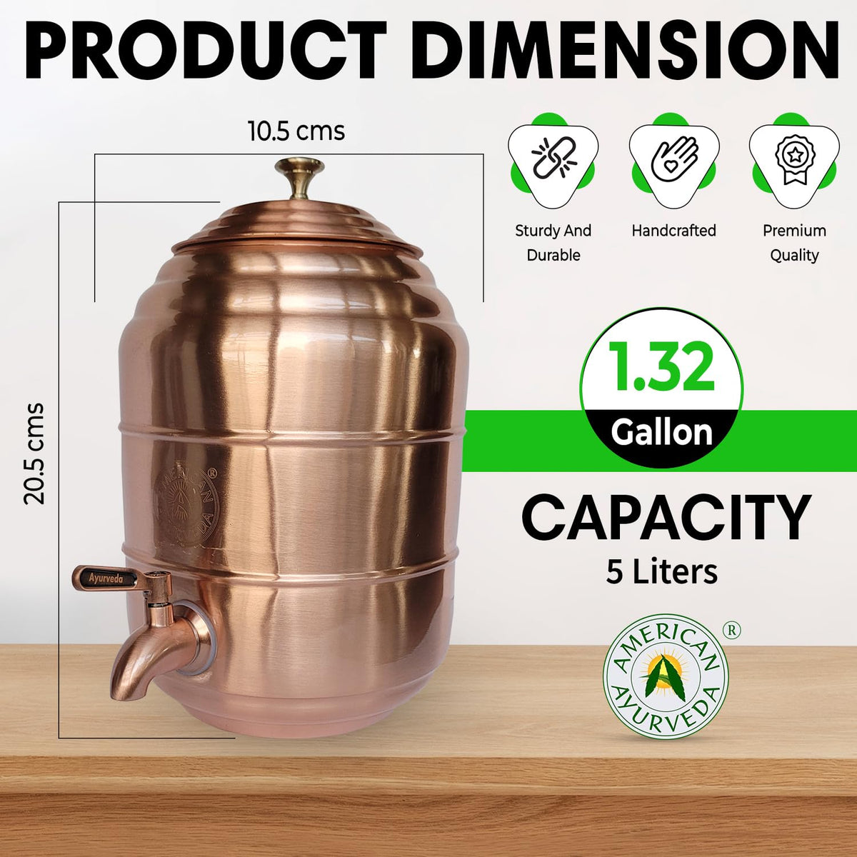 Pure Copper Water Dispenser 1.32 Gal Y21091
