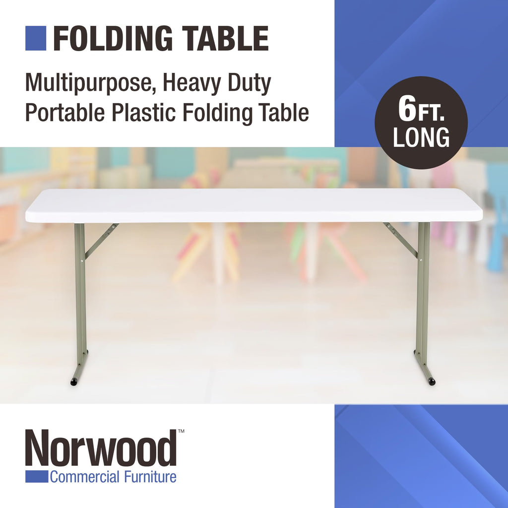 White Rectangular Blow-Molded Plastic Folding Training Table P517274