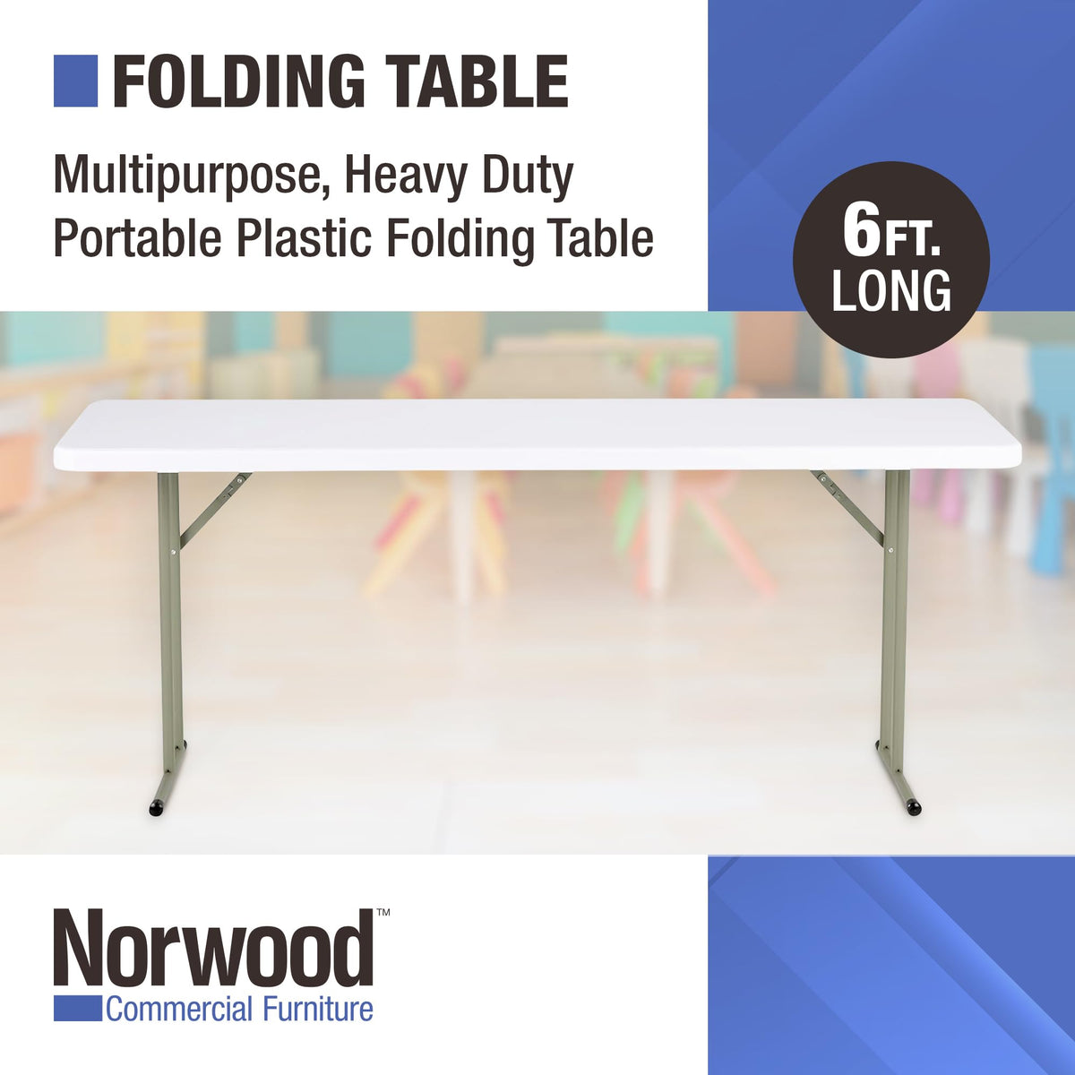White Rectangular Blow-Molded Plastic Folding Training Table P517274