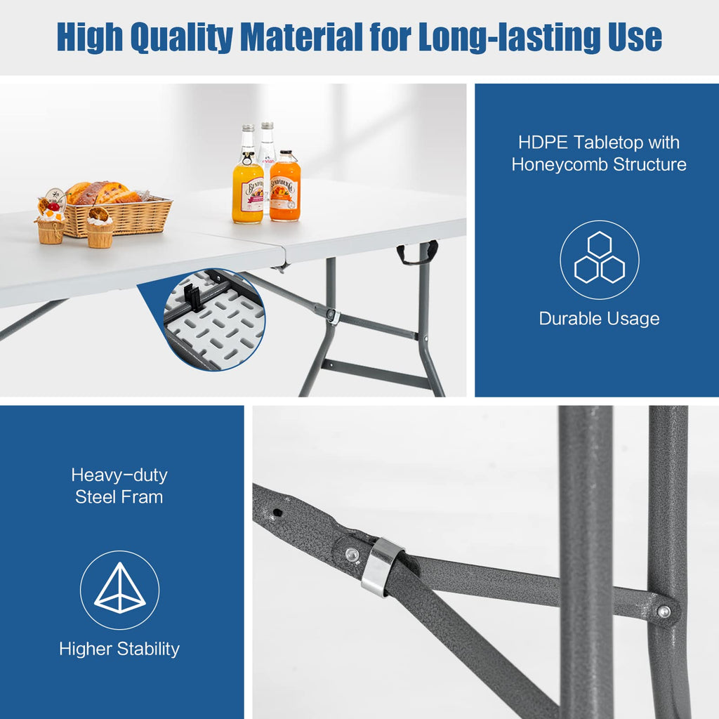 6FT Portable Folding Picnic Table with Handle Z19136