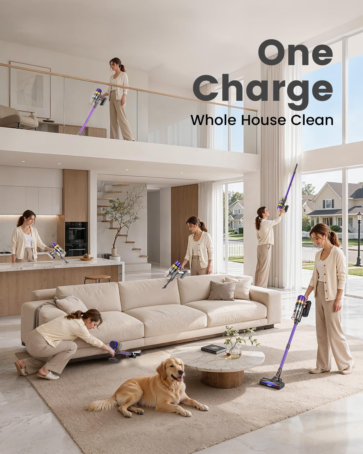 Cordless Stick Vacuum Cleaner 620W 55KPA 75Min 1.8L G347