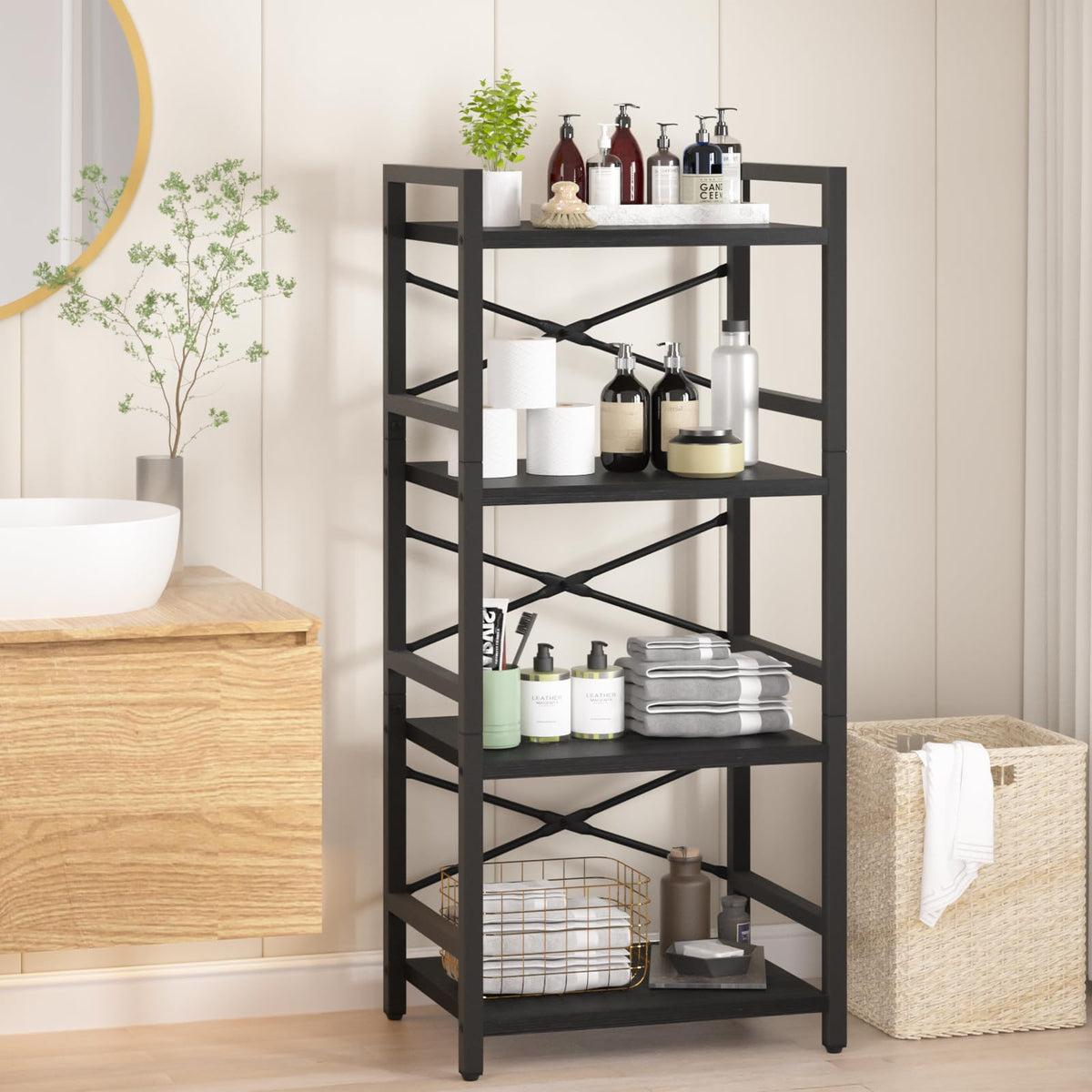 4 Tier Metal Wood Bookshelf G987847