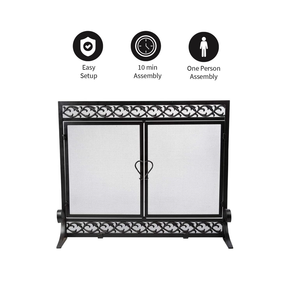 Black Metal Fireplace Screen R306