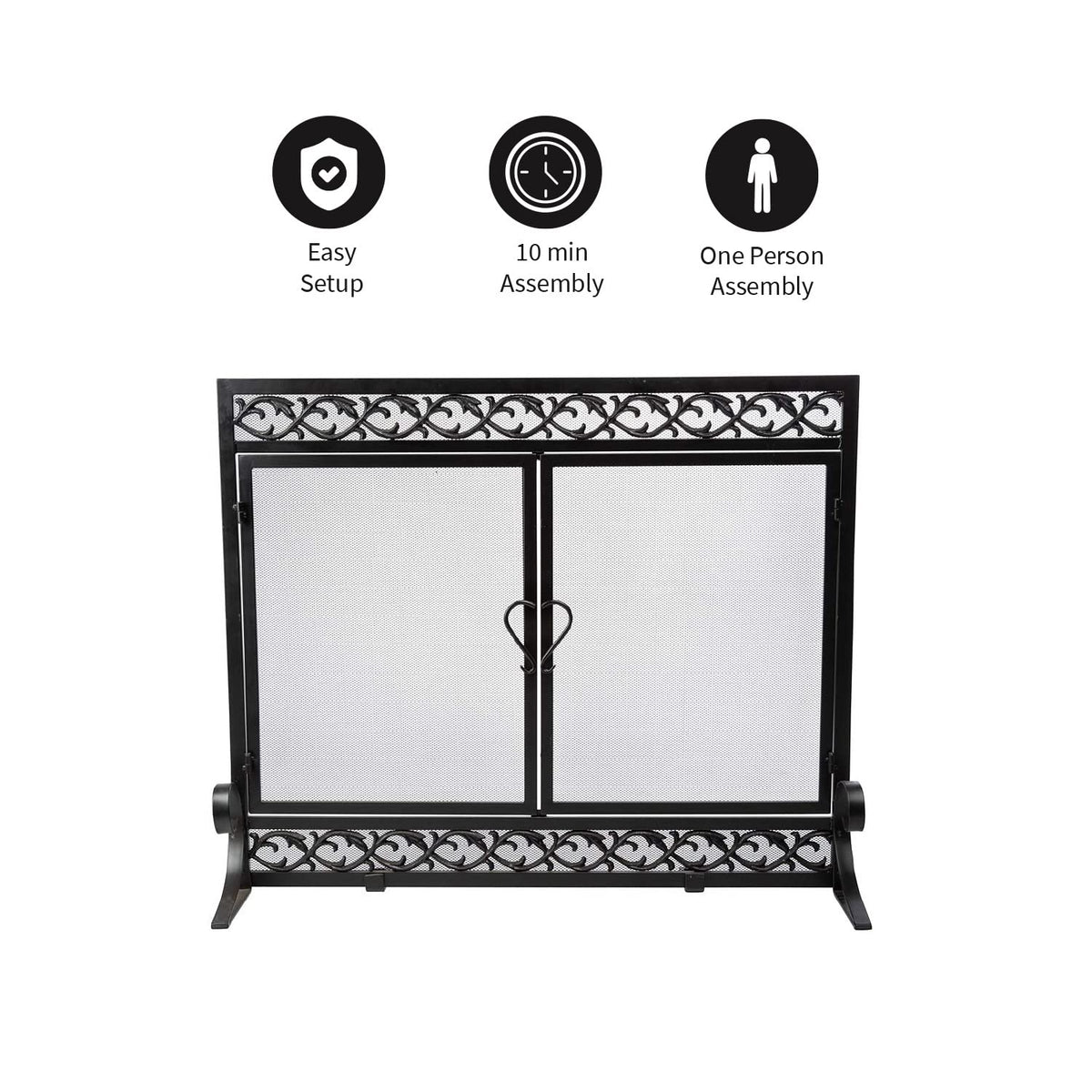 Black Metal Fireplace Screen R306