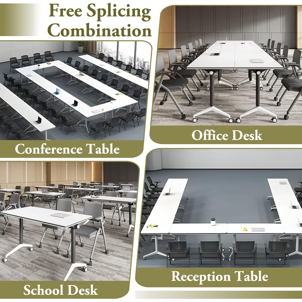 Foldable Mobile Seminar Table with Locking Casters, 8 Pack Z80295