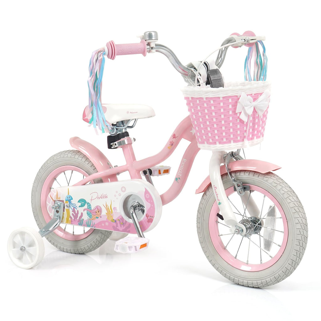 Kids Bike with Basket and Training Wheels B390