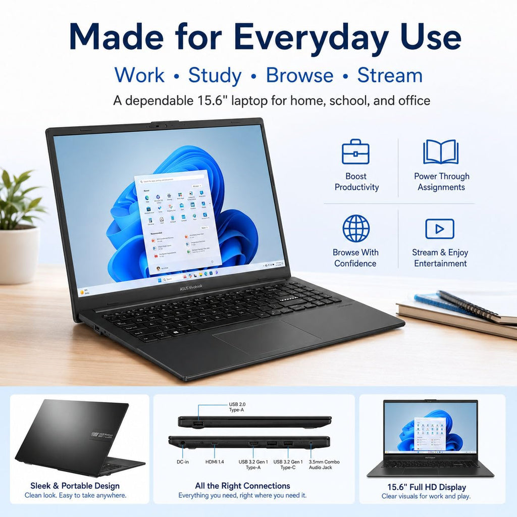 15.6" FHD Laptop AMD Ryzen 5 8GB RAM 512GB SSD O35000
