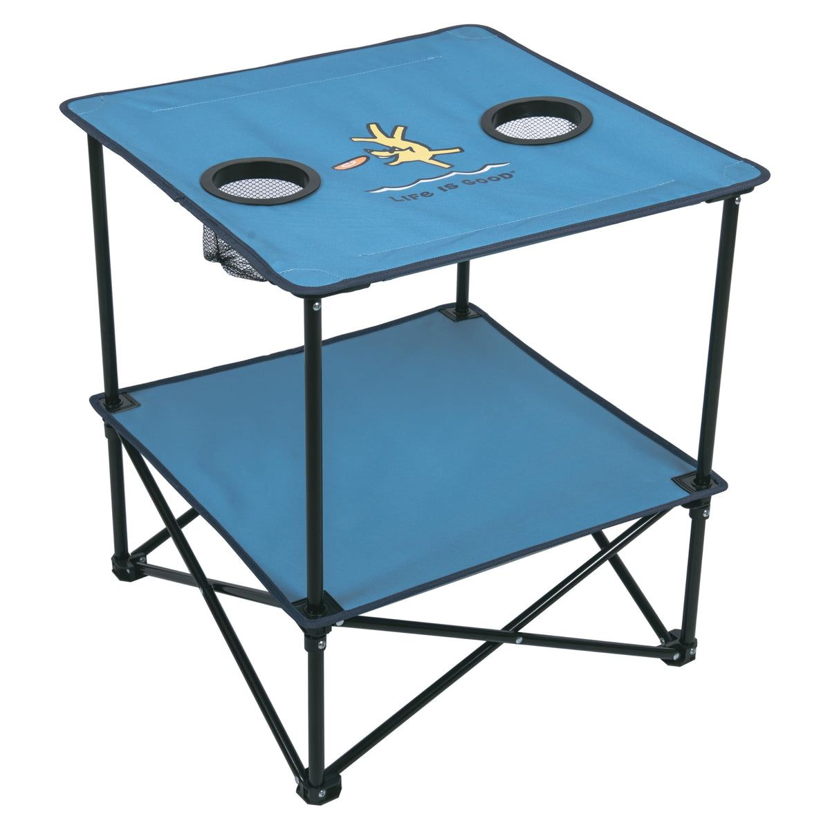 22” Square Compact Outdoor Folding Table with Cup Holders and Carry Bag M10591