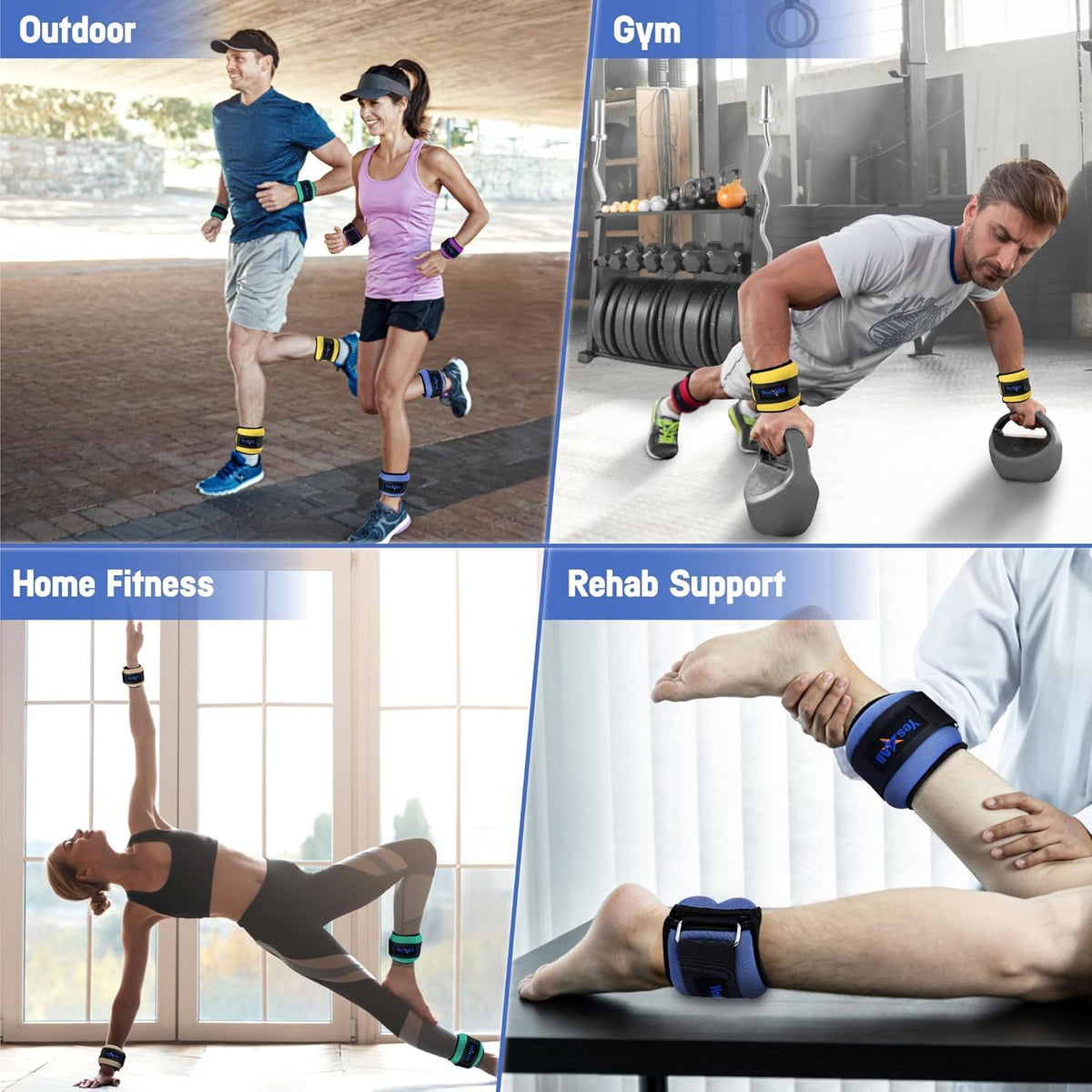 Adjustable Strap Wrist & Ankle Weights Pair S28597