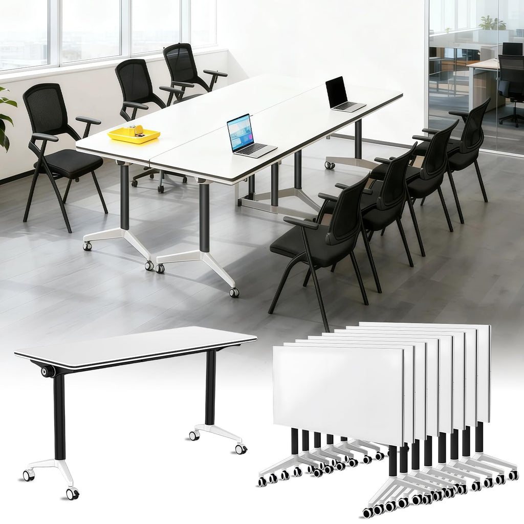 Foldable Mobile Seminar Table with Locking Casters, 8 Pack Z80295