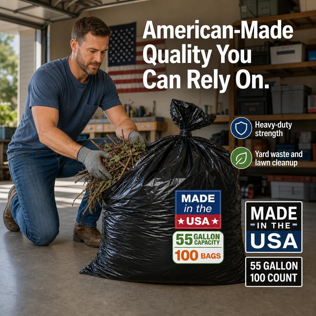 Heavy Duty Black 55-60 Gallon Trash Bags 100 Count D277683