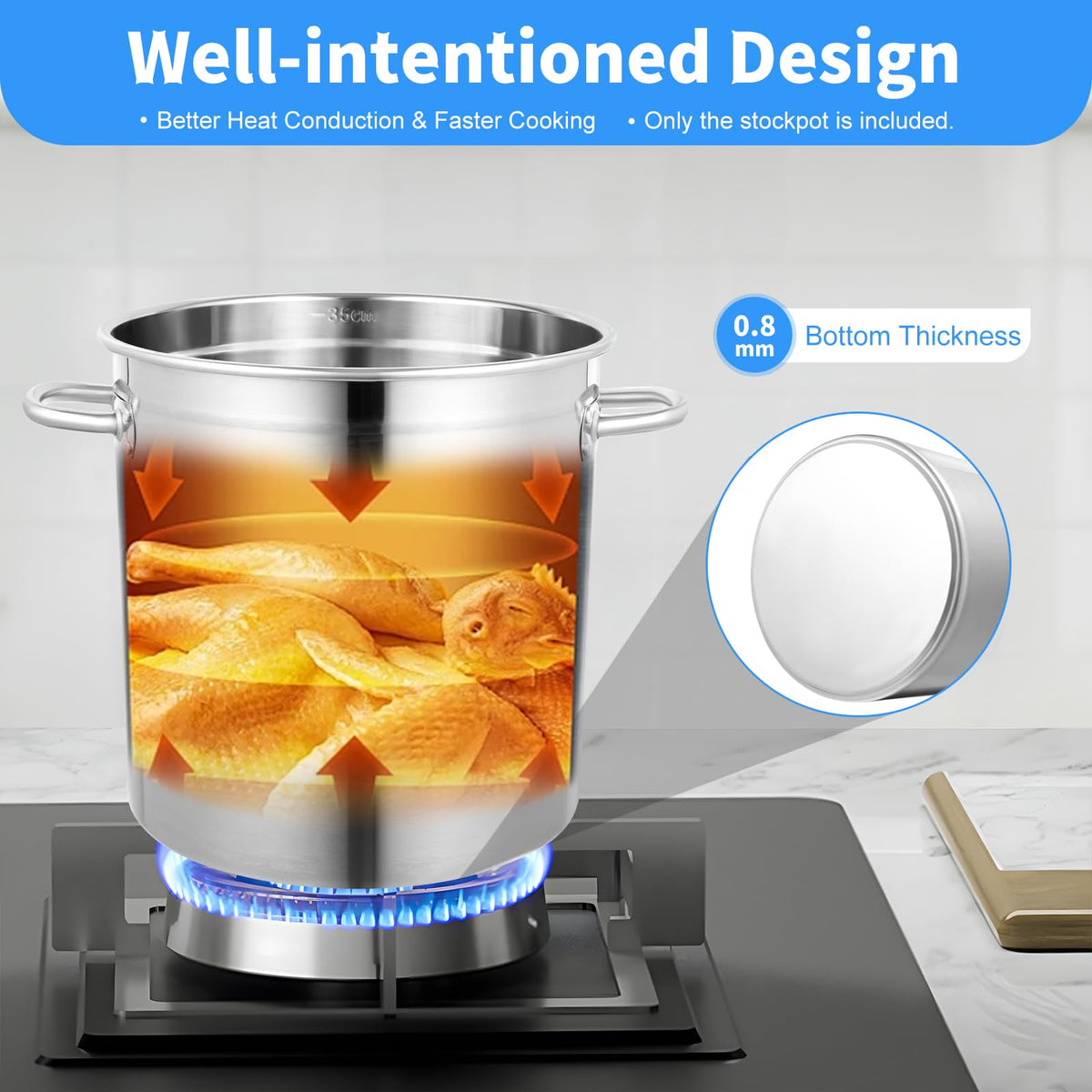30 QT Stainless Steel Stock Pot with Lid U398