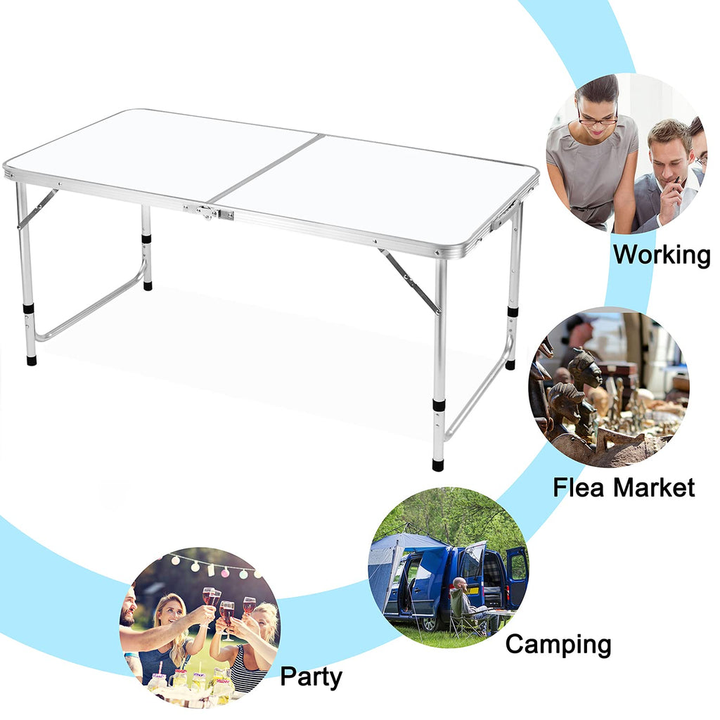 4 FT Aluminum Height Adjustable Folding Camping Table B13629