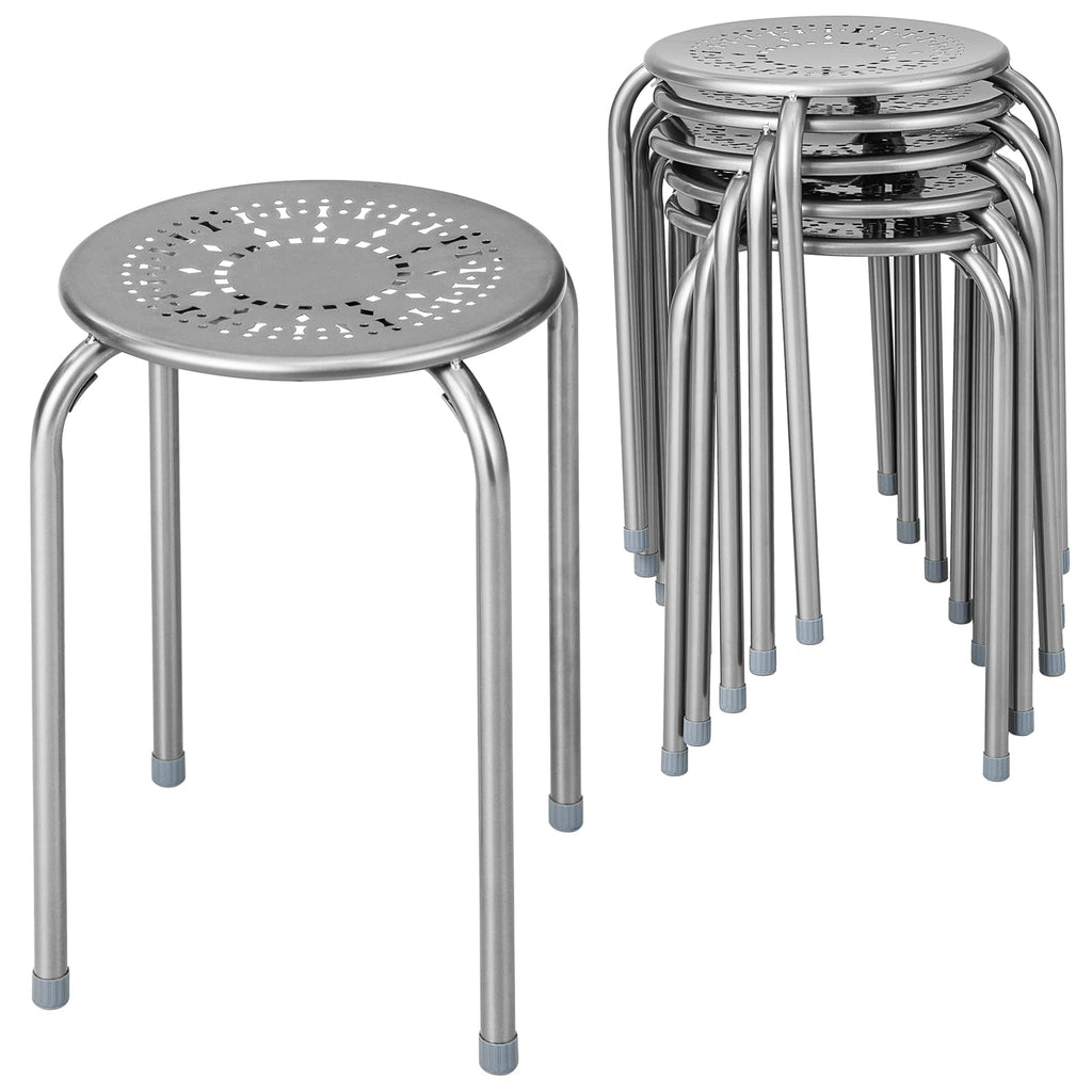 Grey 6 Pack Stackable Metal Stools O2869