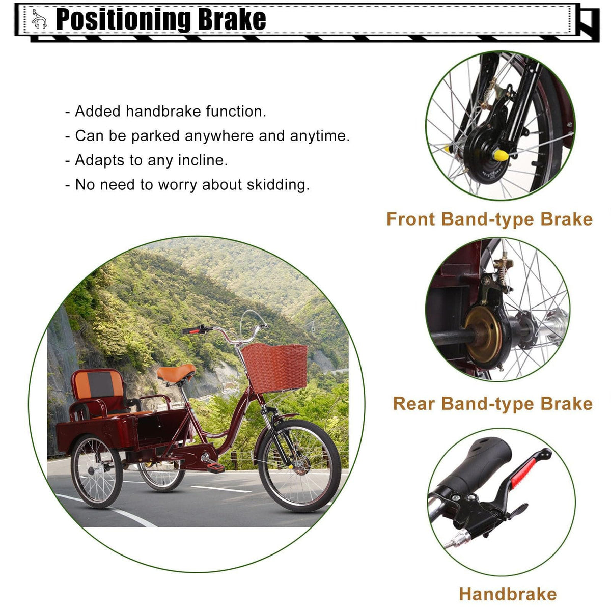 20 Inch 3-Wheel Electric Tricycle with Front Basket & Cargo Carrier P302
