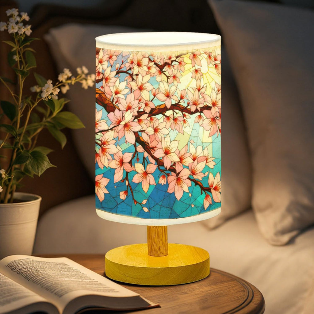 Cherry Blossom Table Lamp LED 3-Color Wood Base X35824
