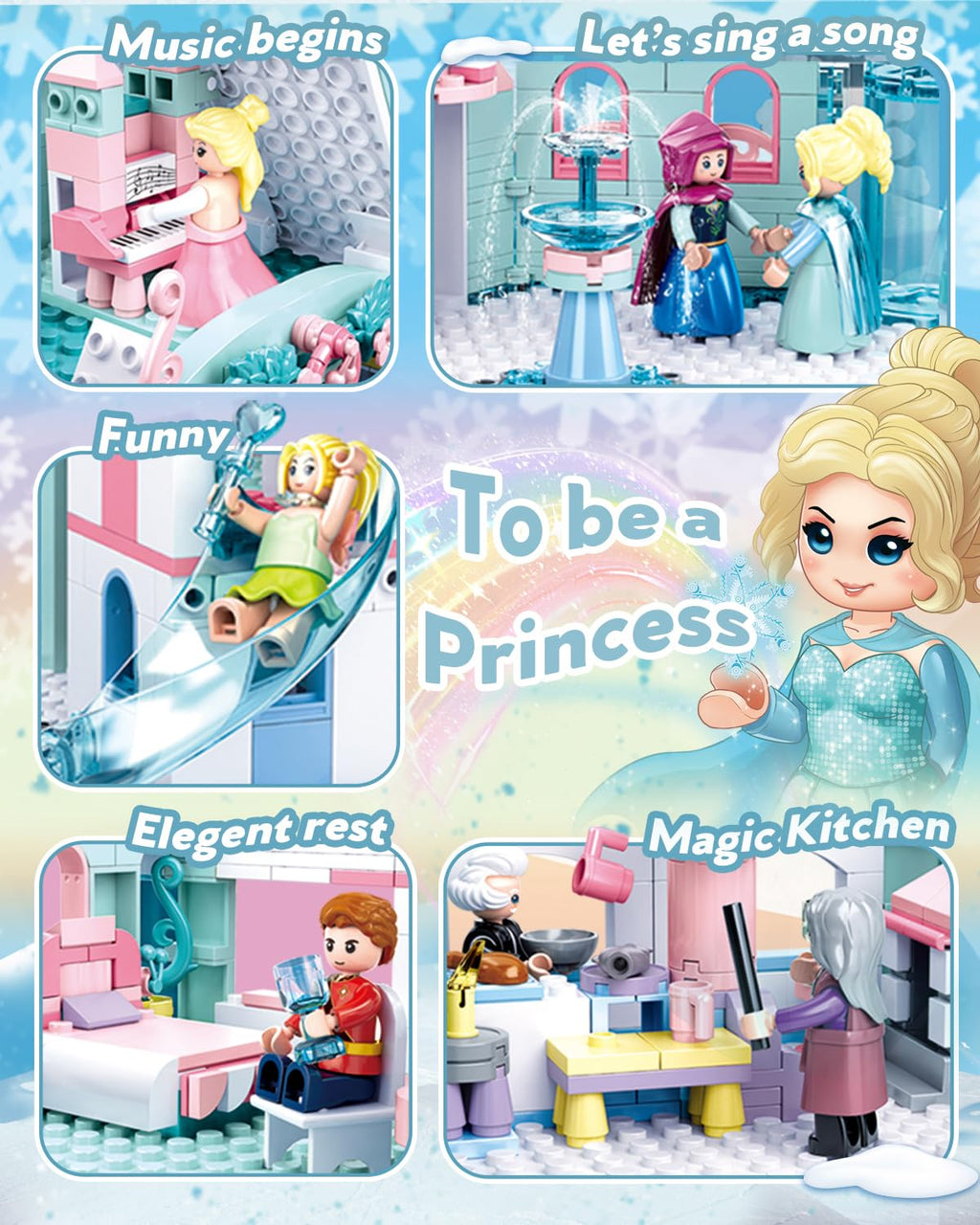 Castle Building Set with Slide, Carriage & Sledge, 9 Minifigures, 1314 PCS M783