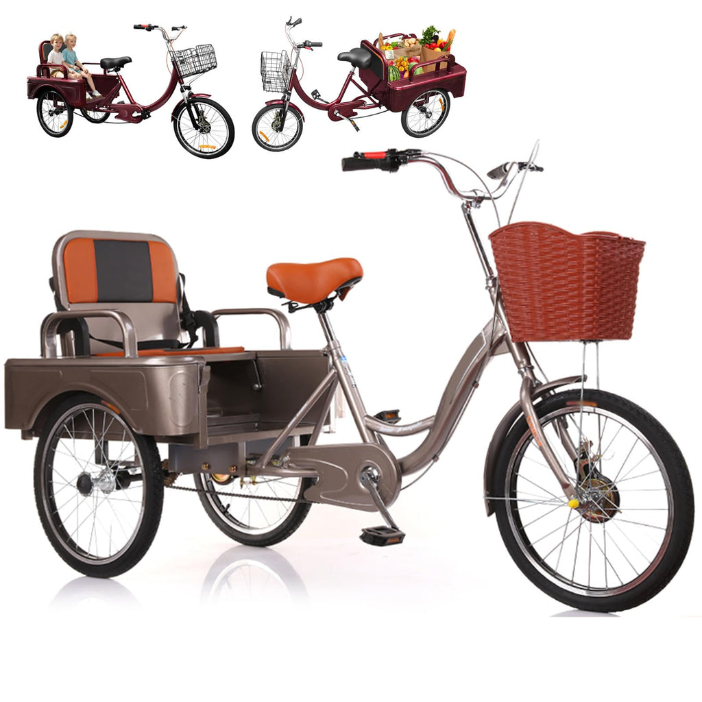 20 Inch 3-Wheel Electric Tricycle with Front Basket & Cargo Carrier P302