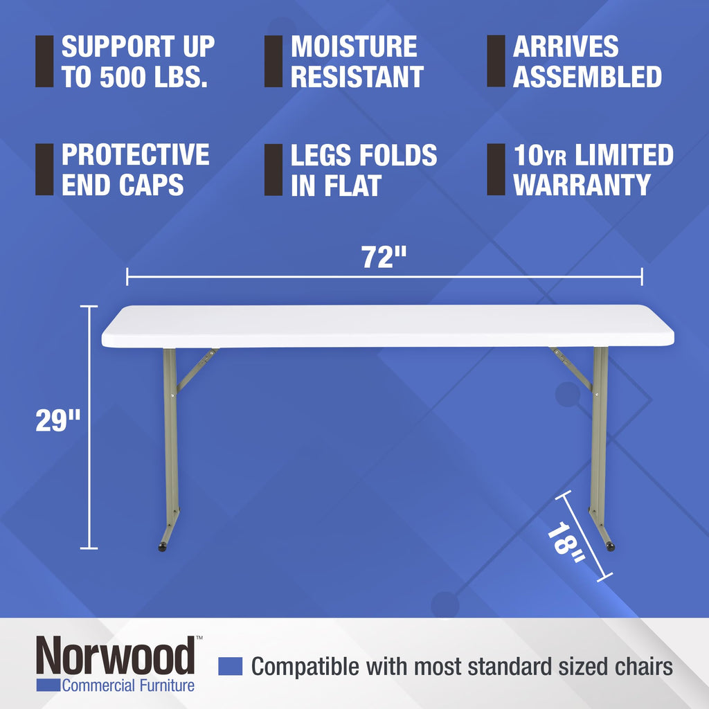 White Rectangular Blow-Molded Plastic Folding Training Table P517274
